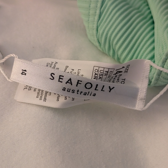 SEAFOLLY Triangle Bikini Top + Bottom in Mint Green Size 10 Brand New - Picture 10 of 13